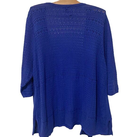 Talbots | Cardigan 3/4 Sleeves Open Front Blue Purple Plus- Size 3x Petite - Picture 7 of 7